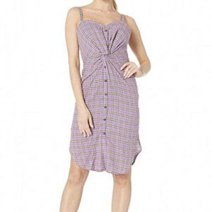 Sz M J.O.A. Purple Checked Dress with Knot Detail